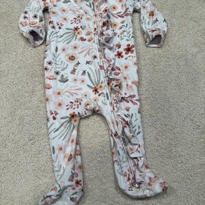 Caden Lane White and Orange Footies One Piece
